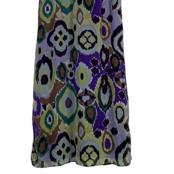 Chico's Chelsea Crinkle Chiffon Maxi Dress Size 3 / XL NEW Purple Ikat Print - Picture 4 of 8